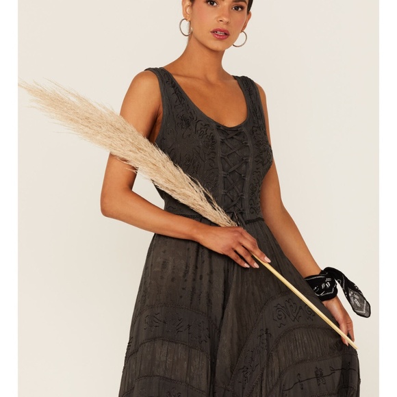 Scully Black Embroidered Boho Maxi Dress – Size L (NWT!) - Picture 3 of 8